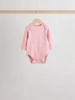 Roze - Set van 5 rompers met lange mouwen