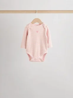 Roze - Set van 5 rompers met lange mouwen