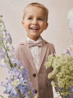 Roze - Set van blazer, overhemd, broek en vlinderstrik (3mnd -9jr)