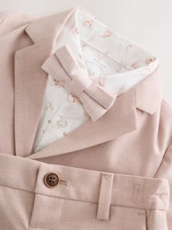 Roze - Set van blazer, overhemd, broek en vlinderstrik (3mnd -9jr)