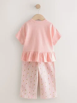 Roze - Short Sleeve Peplum T-Shirt and Wide Leg Trousers Set (3mths-7yrs)