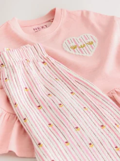 Roze - Short Sleeve Peplum T-Shirt and Wide Leg Trousers Set (3mths-7yrs)