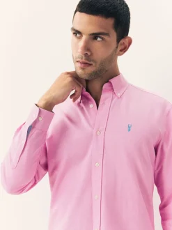 Roze - Slim Fit - Oxford-hemd met lange mouwen