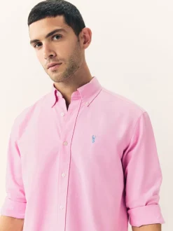Roze - Slim Fit - Oxford-hemd met lange mouwen
