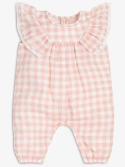 Roze - The Little Tailor Mousseline babyplaysuit van 100% katoen