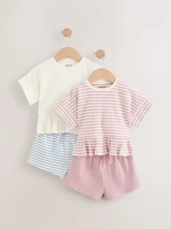 Roze - T-shirt en shorts verpakking van 2 stuks (3 mnd - 7 jr)
