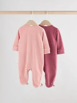 Roze - Velour Baby Sleepsuits 2 Pack (0mths-2yrs)