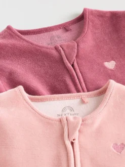 Roze - Velour Baby Sleepsuits 2 Pack (0mths-2yrs)