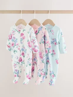 Roze - Verpakking van 3 babypyjama's met tweewegrits (0-2 jr)
