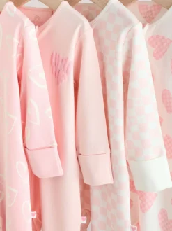 Roze - Verpakking van 4 Baby pyjama's met tweewegrits en Print (0mnd -3jr)