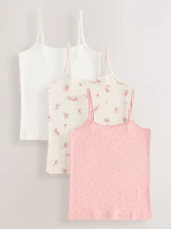 Roze - Verpakking van 3 cami topjes met bandjes en print (1,5 - 16 jr)