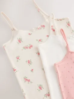 Roze - Verpakking van 3 cami topjes met bandjes en print (1,5 - 16 jr)