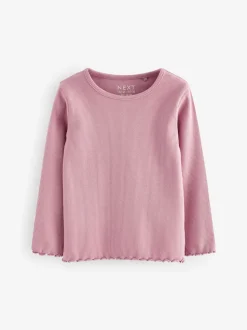 Roze - Verpakking van 5 geribbelde tops met lange mouwen (3mnd -7jaar)