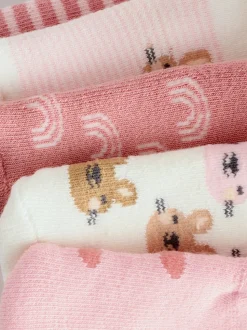 Roze - Verpakking van 5 paar baby badstof sokken met rolkraag (0mnd-2jr)
