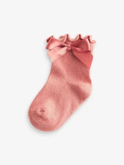 Roze - Verpakking van 5 paar babysokken met strik (0 mnd-2 jr)
