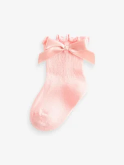 Roze - Verpakking van 5 paar babysokken met strik (0 mnd-2 jr)