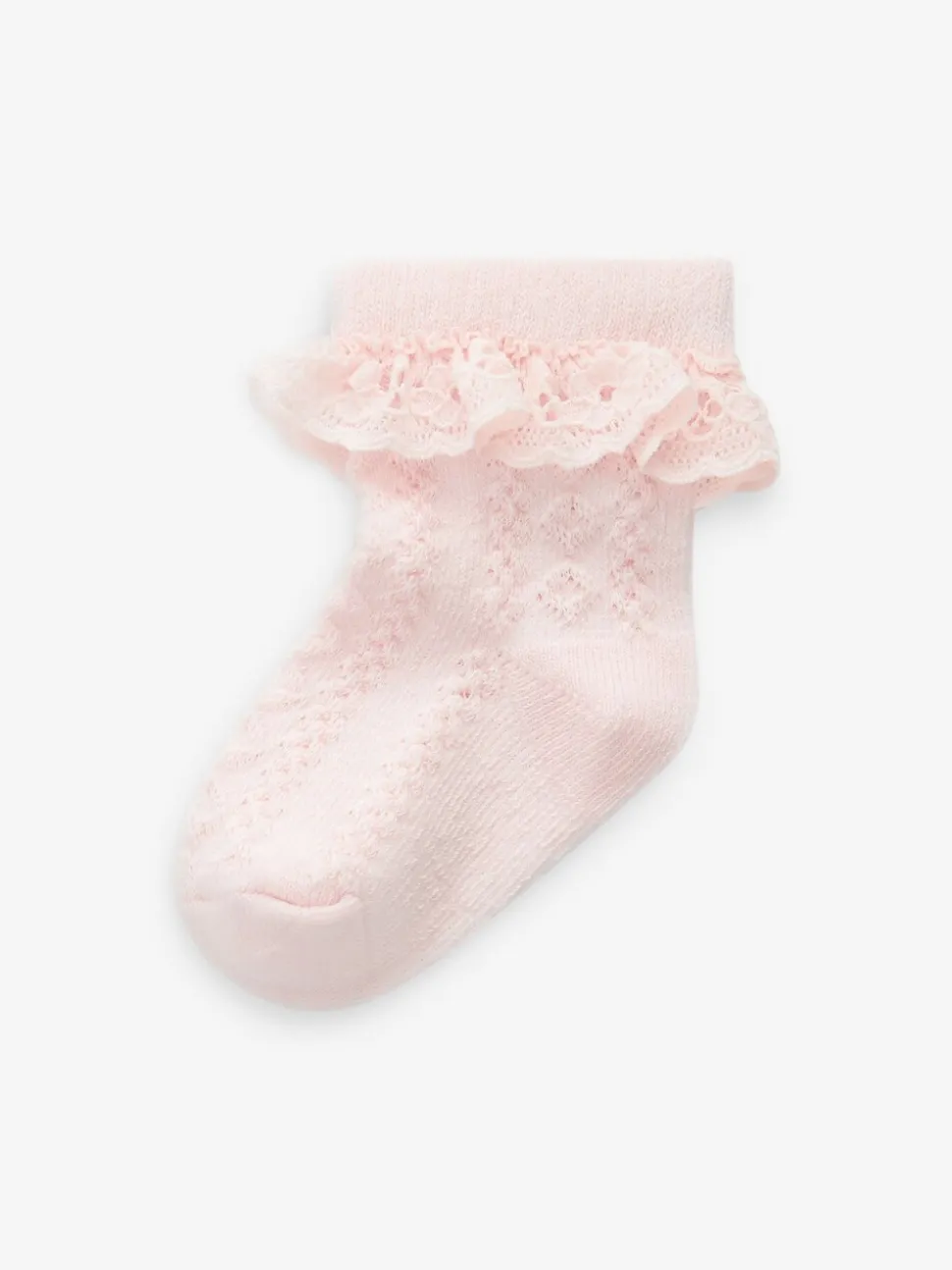 Roze - Verpakking van 3 paar babysokken met kant
