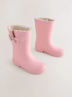 Roze - Warmgevoerde regenlaarzen met gesp