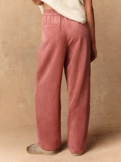 Roze - Wijde pijpen zachte corduroy broeken