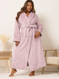 Roze - Yours Curve Super Luxe Maxi-badjas met sjaalkraag