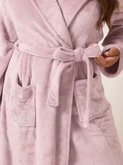Roze - Yours Curve Super Luxe Maxi-badjas met sjaalkraag