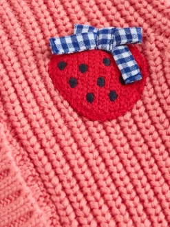 Roze aardbei - Baby Embroidered Back Cardigan (0mths-2yrs)