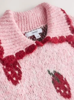 Roze aardbei - Sleeveless Knitted Tank Top With Wool