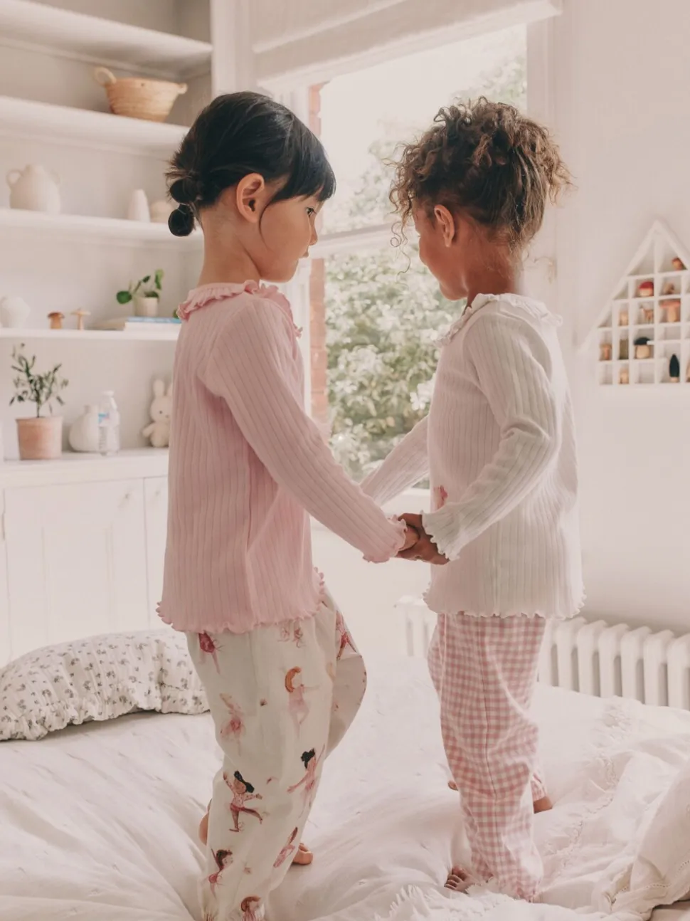 Roze Ballerina Print - Verpakking van 2 pyjama's met geweven broek (9 mnd - 10 jr)