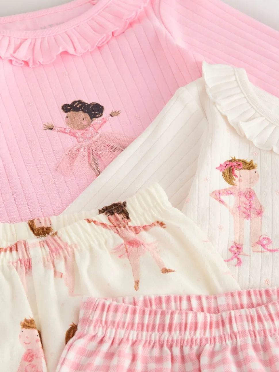 Roze Ballerina Print - Verpakking van 2 pyjama's met geweven broek (9 mnd - 10 jr)