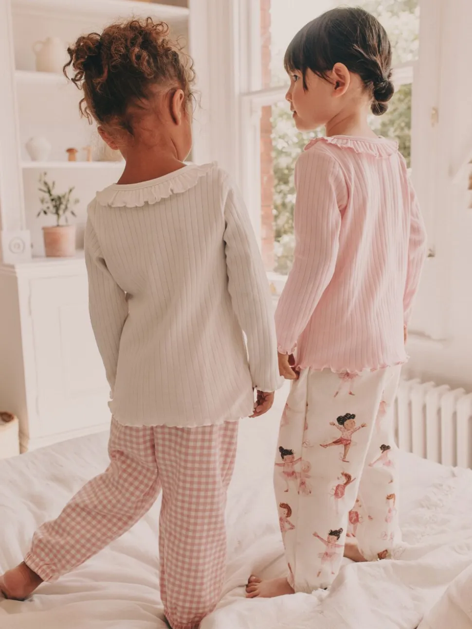 Roze Ballerina Print - Verpakking van 2 pyjama's met geweven broek (9 mnd - 10 jr)