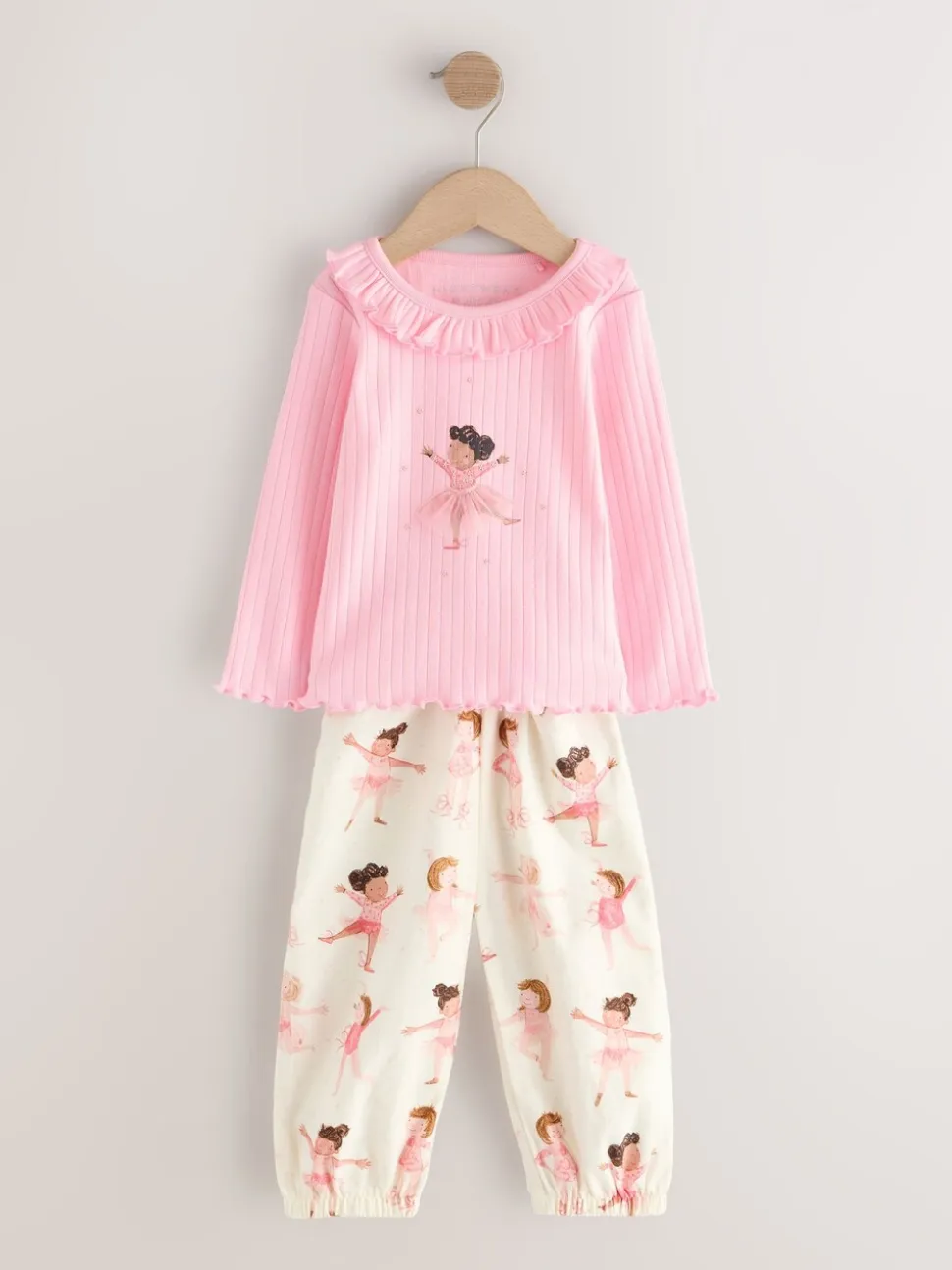 Roze Ballerina Print - Verpakking van 2 pyjama's met geweven broek (9 mnd - 10 jr)