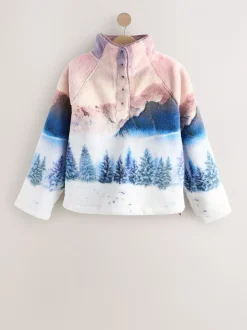 Roze berglandschap - Borg fleece top met print