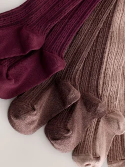 Roze bessenrood en chocoladebruin - Verpakking van 3 kabelmaillots met hoog katoengehalte