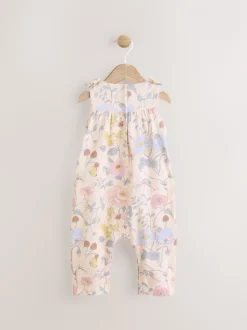 Roze bloemen - Babyromper met lange pijpen (0 mnd - 3 jr)