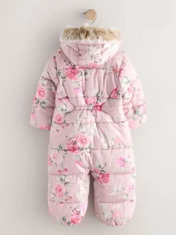 Roze bloemen - Regenbestendig sneeuwpak met imitatiebont (3mnd-7jr)