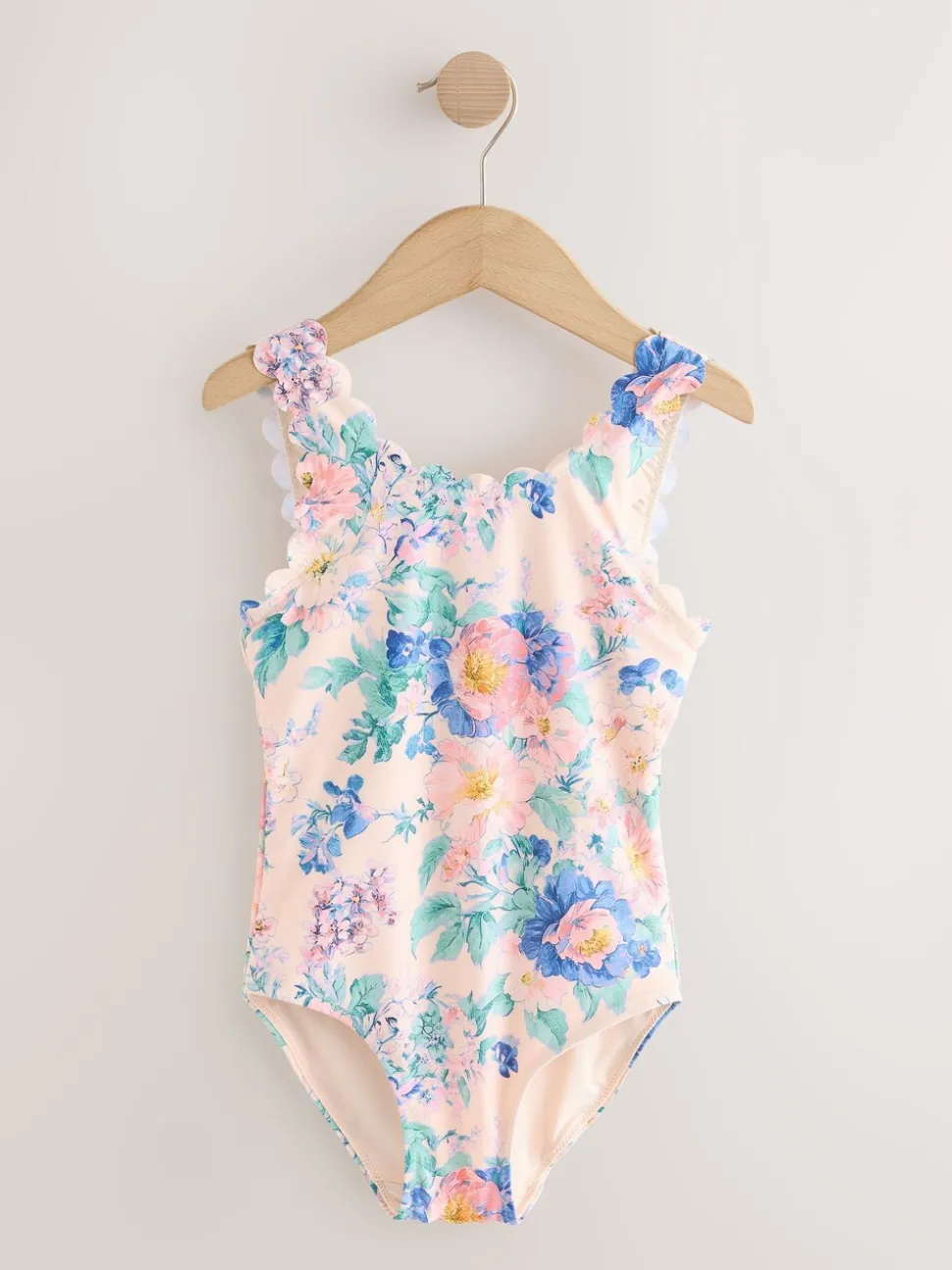 Roze bloemen - Scallop Edge Swimsuit (3-16yrs)