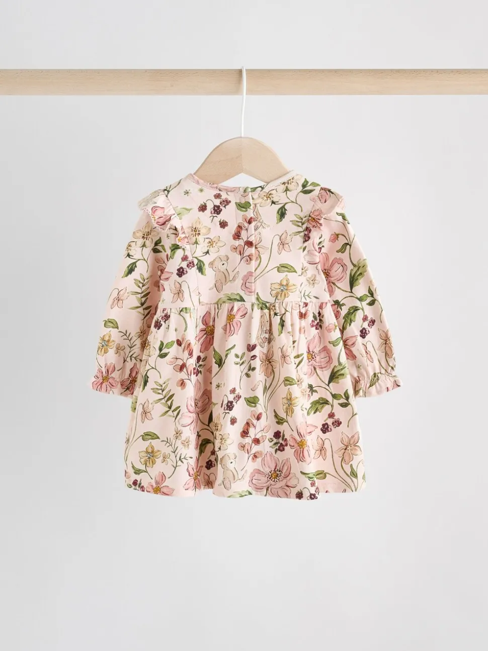 Roze bloemen/Crèmekleurige fijne bloemenprint - Verpakking van 2 jersey babyjurkjes (0 mnd-2 jr)