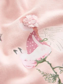 Roze bloemenfee - Set met sweatshirt en legging met ruches aan de zoom (3mnd-7jr)
