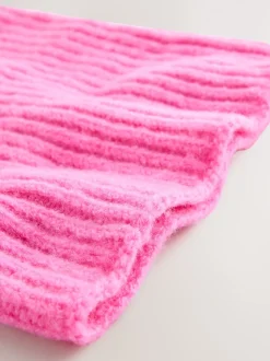 Roze bloemetjes - Chunky ribgebreide colsjaal (1-16jr)