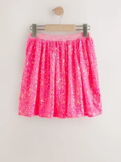 Roze bloemetjes - Rok met lovertjes (3-16 jr)