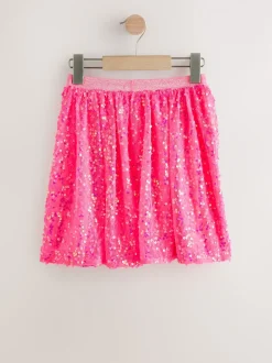Roze bloemetjes - Rok met lovertjes (3-16 jr)