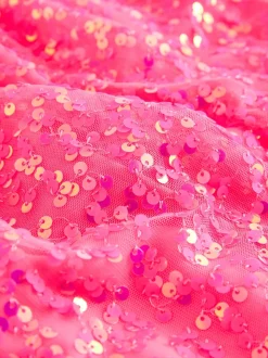 Roze bloemetjes - Rok met lovertjes (3-16 jr)