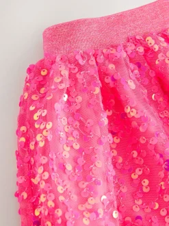 Roze bloemetjes - Rok met lovertjes (3-16 jr)
