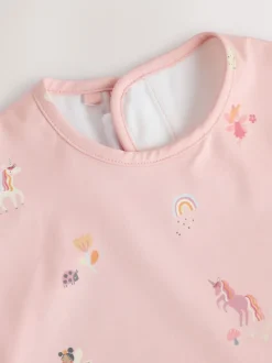 Roze eenhoornfeeën - Slabbetje met mouwen voor spenen en voeden