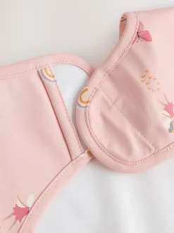 Roze eenhoornfeeën - Slabbetje met mouwen voor spenen en voeden