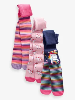 Roze en marineblauw - 3 Eenhoornmaillots met hoog katoengehalte