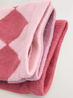 Roze en rood - 3 paar katoenrijke enkelsokken