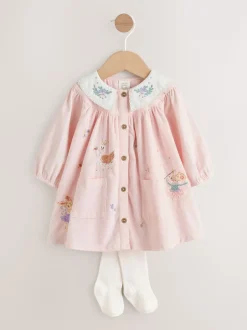 Roze feeënmuis - Baby geweven jurk met kraag en maillot (0mnd-2jr)