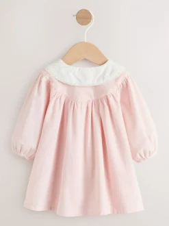 Roze feeënmuis - Baby geweven jurk met kraag en maillot (0mnd-2jr)