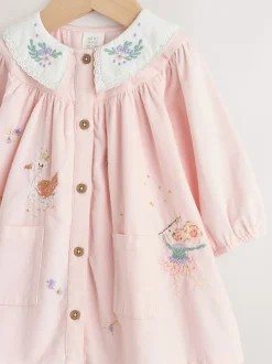Roze feeënmuis - Baby geweven jurk met kraag en maillot (0mnd-2jr)
